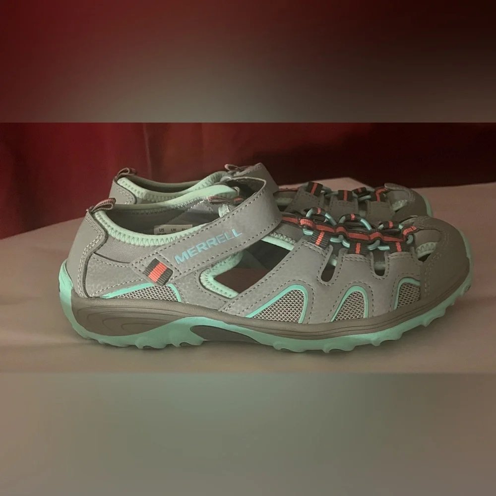 NEW Merrell Big Kid's Hydro H2O Hiker Sandal in Grey/Turquoise MY57961 Size 5M